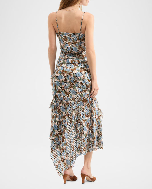 Floral - Print Ruffled Midi Dress