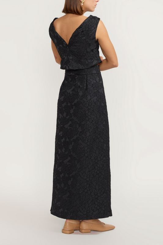 Black Sleeveless Cut - out Two - piece Set