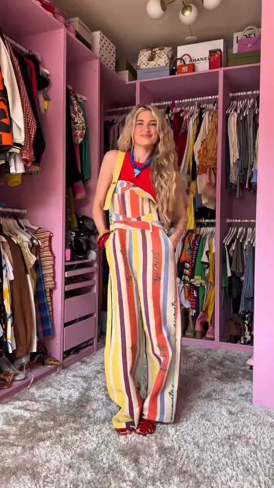 Colorful Striped Overalls