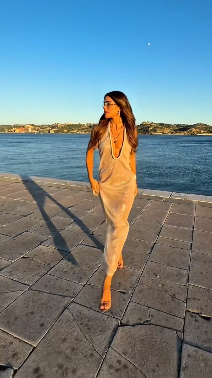 Beige Deep - V Maxi Slip Dress