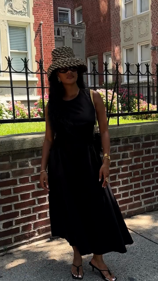 Black Sleeveless Midi Dress