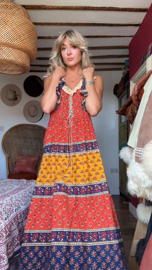 Color - Blocked Floral Maxi Dress