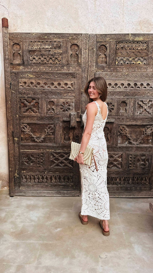 Ivory Crochet Sleeveless Maxi Dress