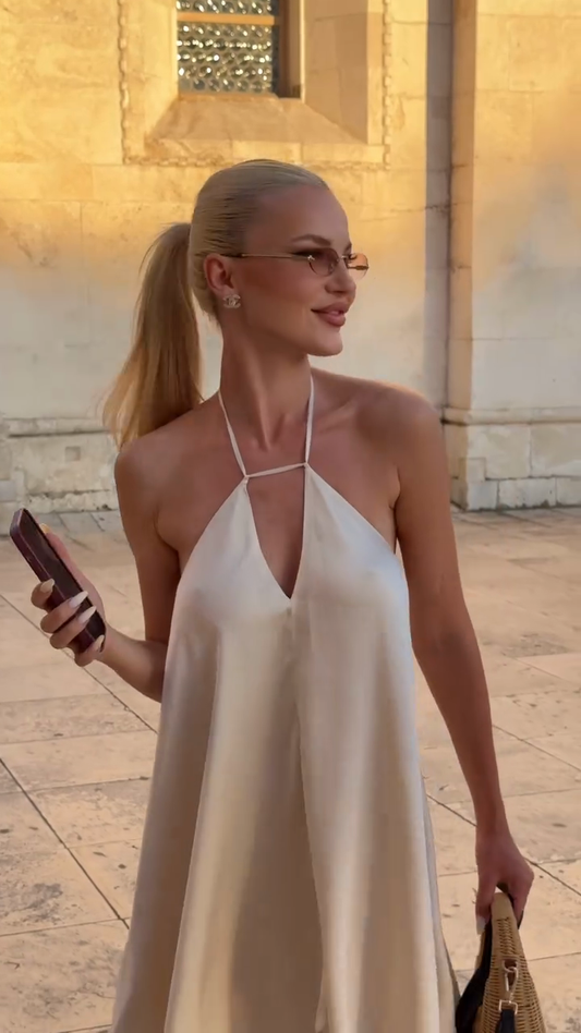 Ivory Halter Neck Mini Dress