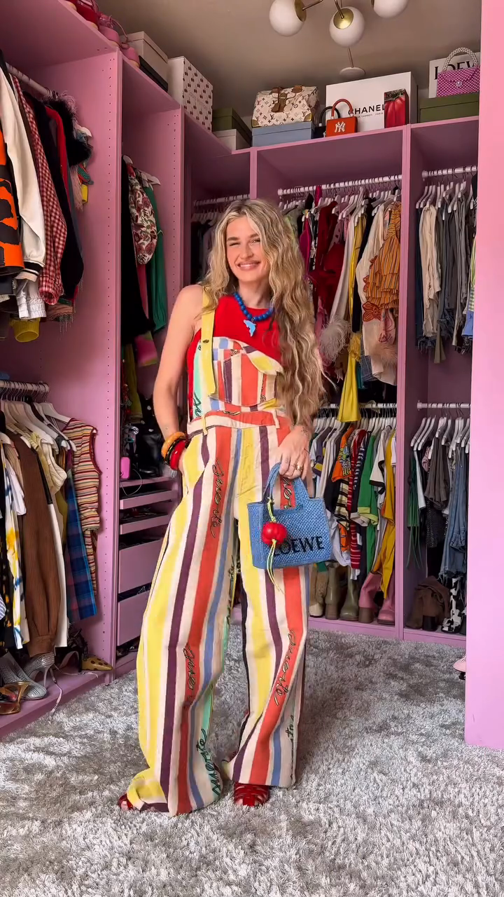 Colorful Striped Overalls