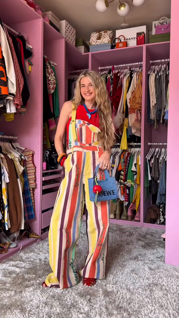 Colorful Striped Overalls